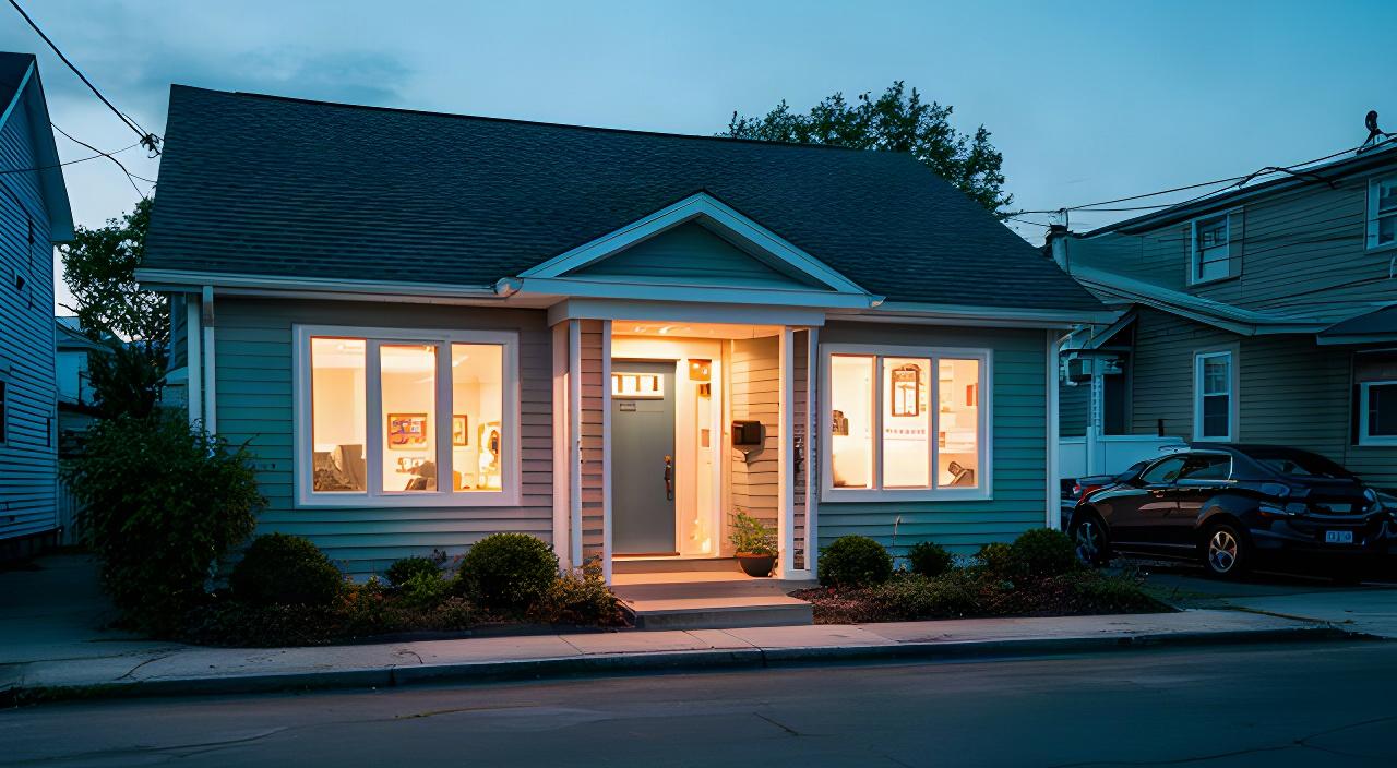 Small streaming company office on Summer Avenue in Lakewood Township with warm evening lights